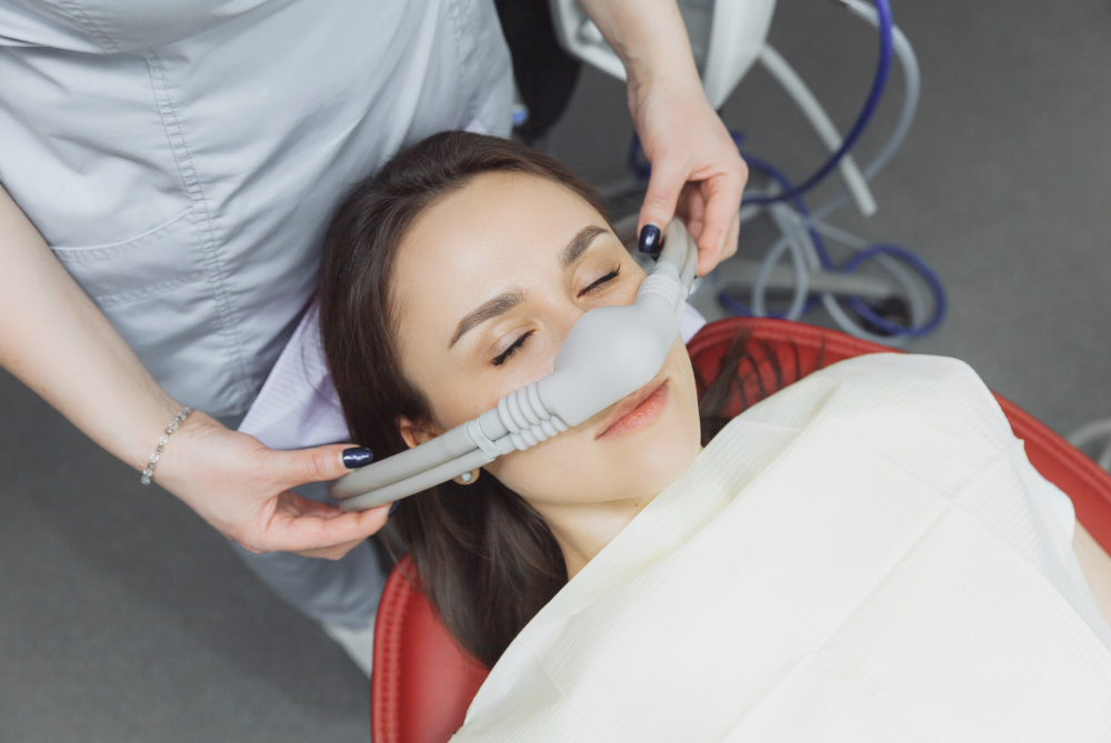 woman with sedation dentistry mask | sedation dentistry dumbo